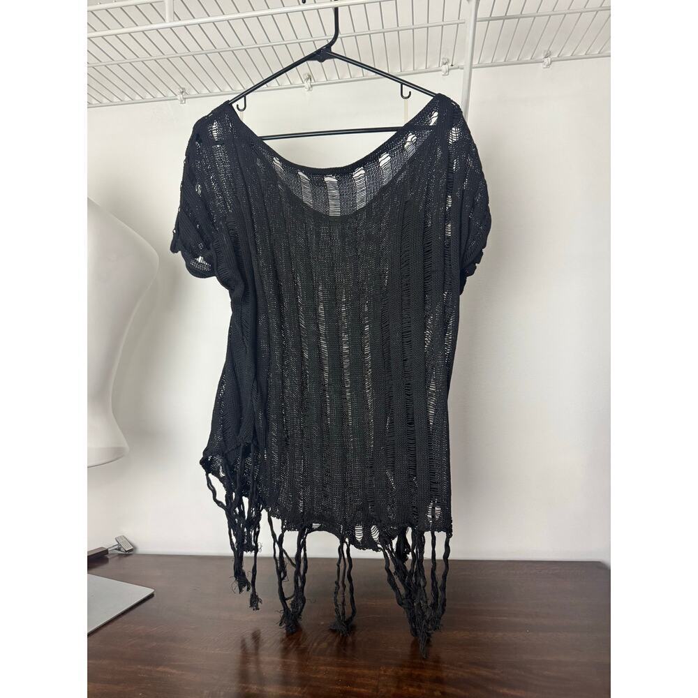 SHEIN Swim Cover with Tassels Oversized Black 2XL - Picture 5 of 6